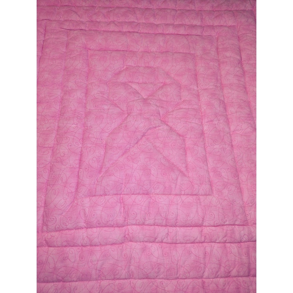 Handmade Breast Cancer Awareness Quilt Wall Hanging Pink Ribbon One-of-a-Kind - Picture 7 of 8